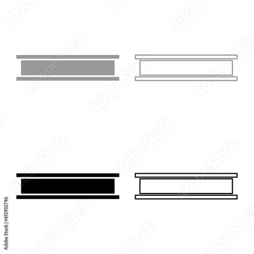 Beam girder I-beam steel bar rail piece for construction metal industry concept building material set icon grey black color vector illustration image solid fill outline contour line thin flat style
