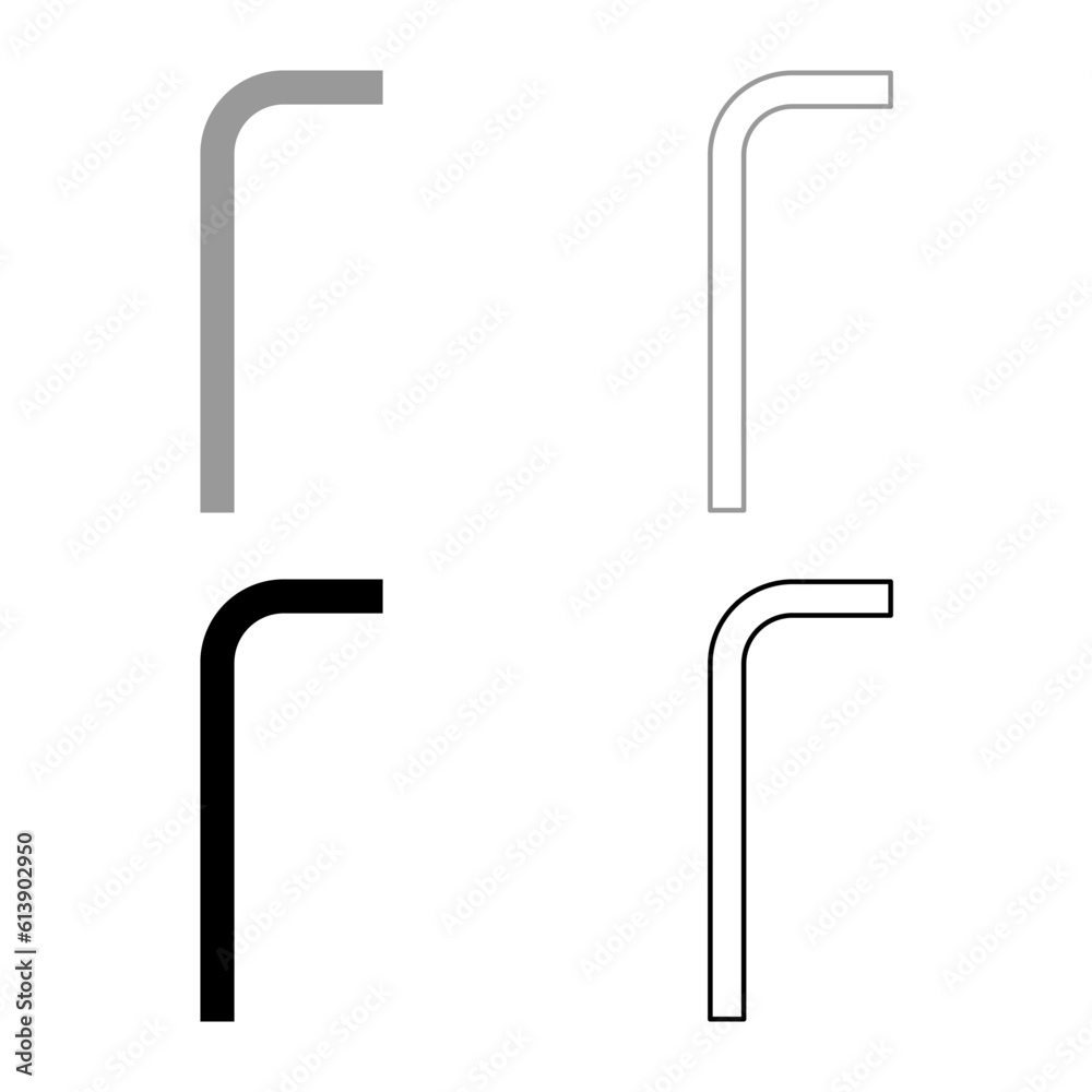 Hex key hex key wrenche tool fixing concept set icon grey black color