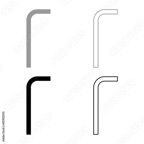 Hex key hex key wrenche tool fixing concept set icon grey black color vector illustration image solid fill outline contour line thin flat style
