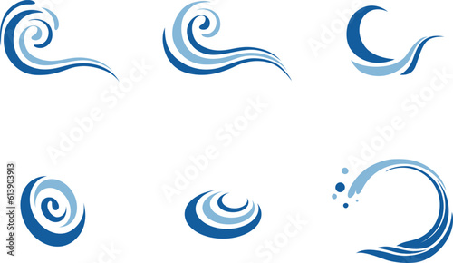 Print op canvas 海の波や風や水流を表すアイコンのセット
