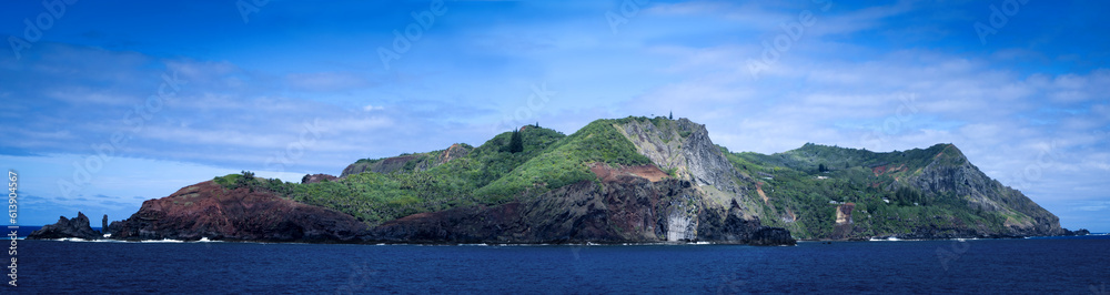Pitcairn island. South Pacific Ocean. The last of the British territories in the South Pacific. Between history, nature and landscape. isiting locals on a cruise ship.
