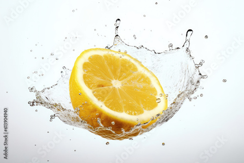 Fotografia 水に落下するレモン, 水, レモン, 水飛沫, Lemon falling into water, water, lemon, splash, Generati