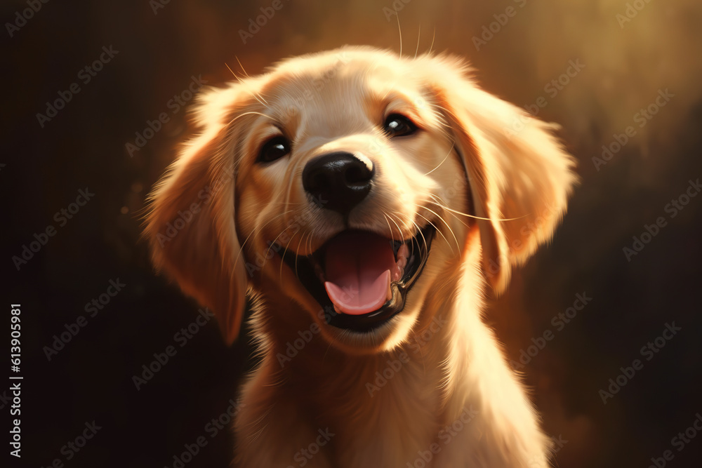 happy golden retriever puppy 