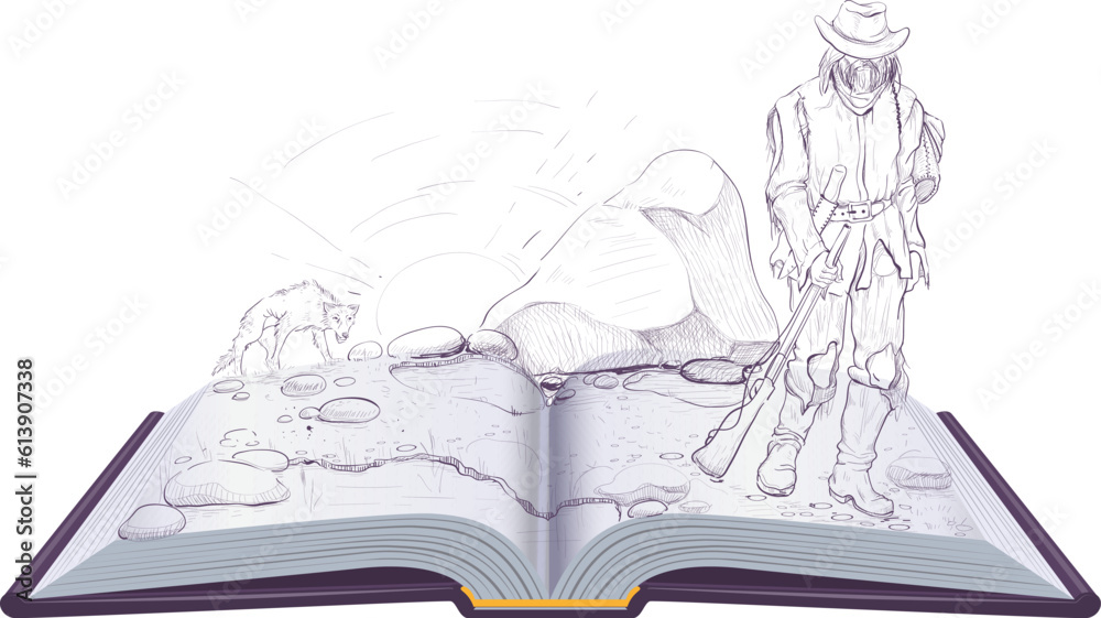 Love of life illustration open book jack london. Hungry wolf go emaciated man Love of life illustration open book jack london. Hungry wolf go emaciated man