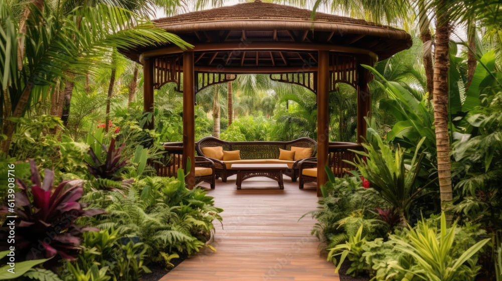 Oasis of Tranquility: Unwind in a Tropical Pergola Haven