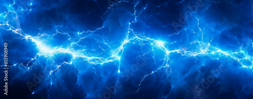 Blue lightning illustration. Nature power concept.
