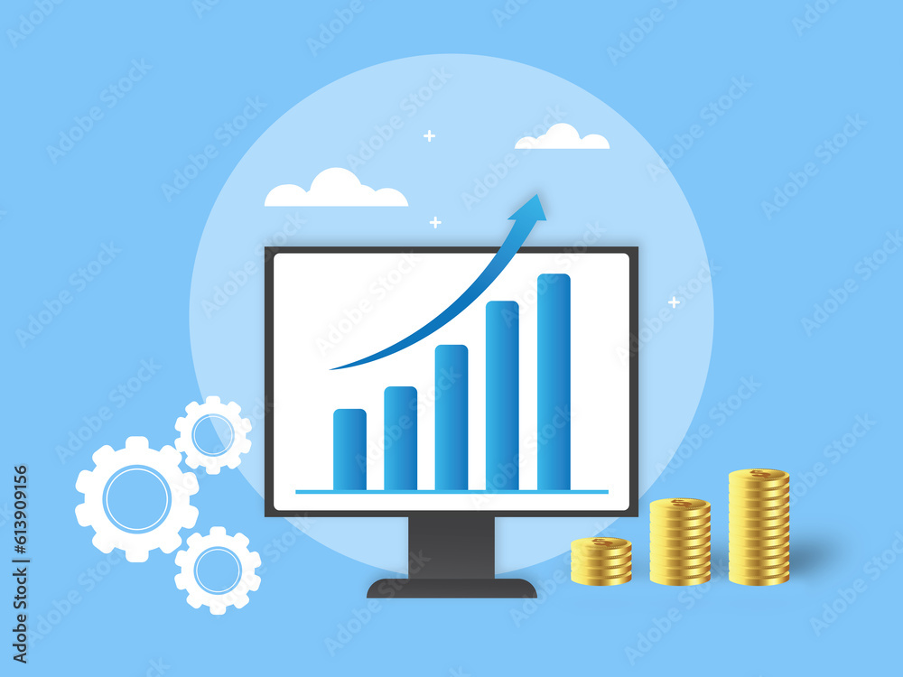 Business growth concept. Growth investing concept. Vector illustration. Business growth concept. Growth investing concept. Vector illustration.