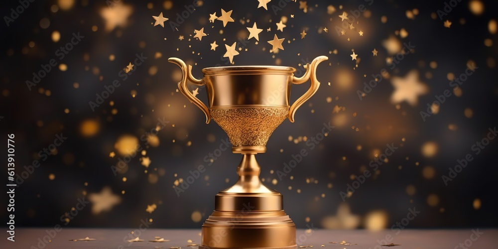 AI Generated. AI Generative. Winner champion success gold trophy. Business leader sport championship motivation. Graphic Art AI Generated. AI Generative. Winner champion success gold trophy. Business leader sport championship motivation. Graphic Art