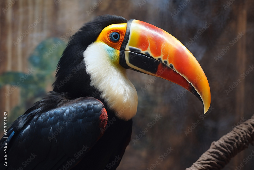 Fototapeta premium Generative AI a toucan bird sitting on a branch