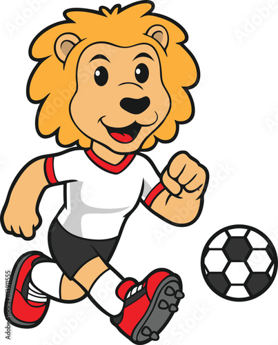 Young Lion Soccer Mascot Pose 2