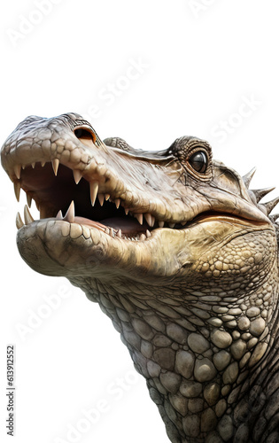 Crocodile portrait on transparent background