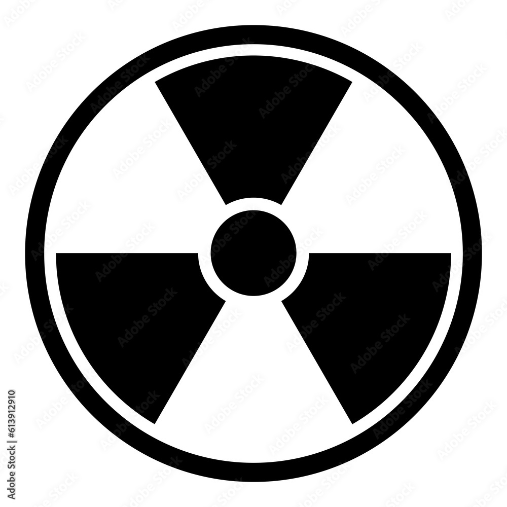 Radioactive symbol illustration, black on white background Radioactive symbol illustration, black on white background