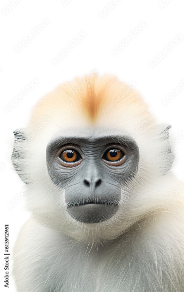 White monkey portrait PNG background