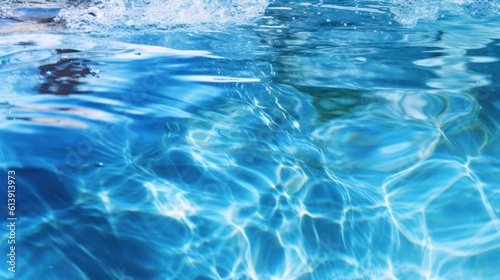 Closeup of blue water surface. AI generative image. © vlntn