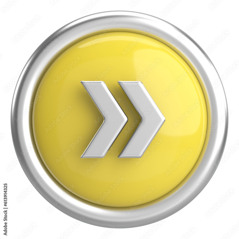 Next button. Continue button. 3D illustration. Next button. Continue button. 3D illustration.