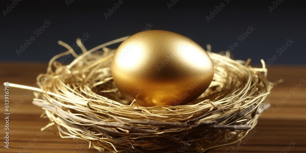 A golden egg in a nest, symbolizing investment and wealth growth , concept of Capital accumulation, created with Generative AI technology A golden egg in a nest, symbolizing investment and wealth growth , concept of Capital accumulation, created with Generative AI technology