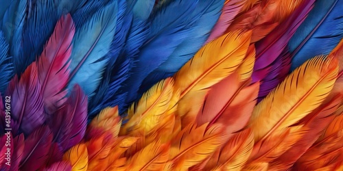 AI Generated. AI Generative. Vibrant colorful pattern background texture of color feathers decoration. Graphic Art © Graphic Warrior