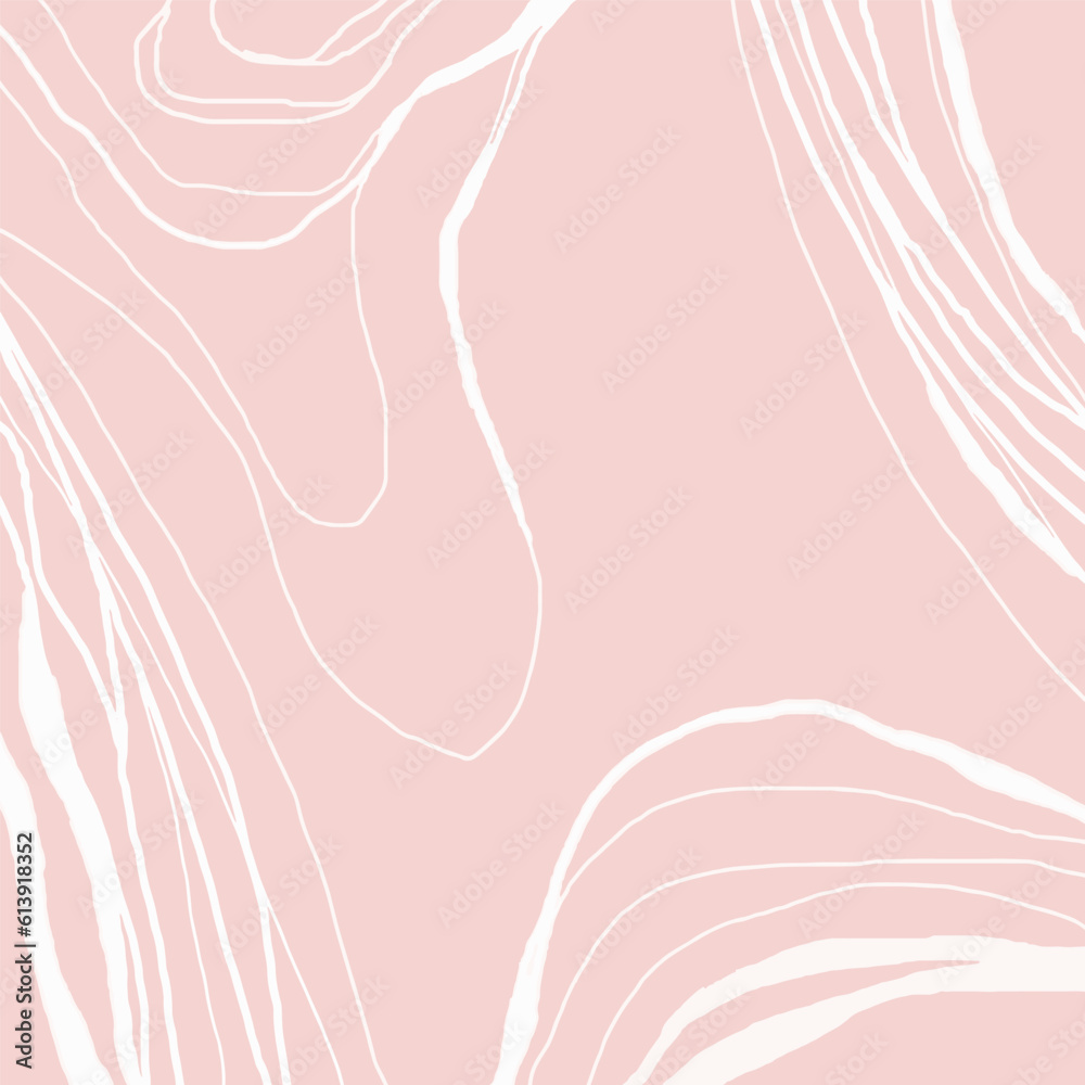 Fototapeta premium Minimalistic stylish background with abstract wavy lines of different thickness in pink pastel nude tone. Modern template vector illustration.
