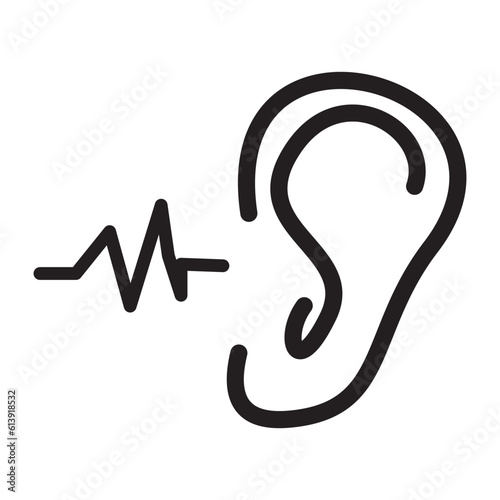 Hearing icon, ear icon,  Icon of five human senses.  hearing  simple icon vector illustration.