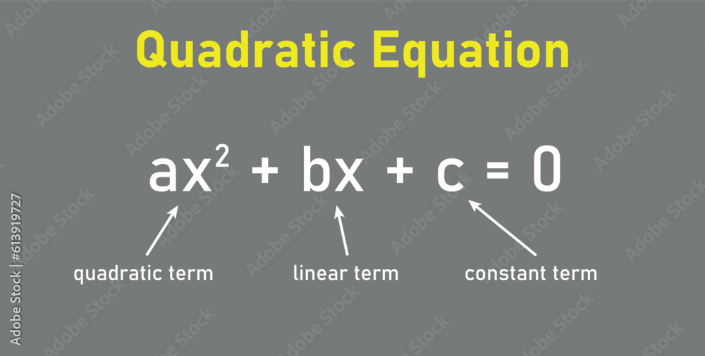 Parts of quadratic equation. Quadratic, linear and constant term. Mathematics resources for teachers and students.
