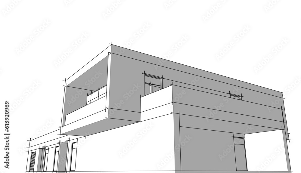 Modern house architectural design 3d illustration Modern house architectural design 3d illustration