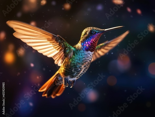 Vibrant Hummingbird in Mid-Flight - AI Generated © RAMBYUL