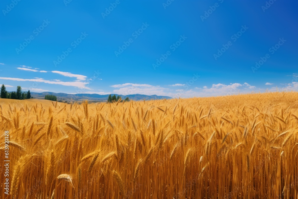Vibrant Yellow Wheat Field - AI Generated