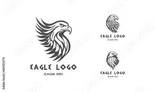 Eagle logo vector. Stylized graphic eagle bird logo template, Vector element for logo, badges or labels design.