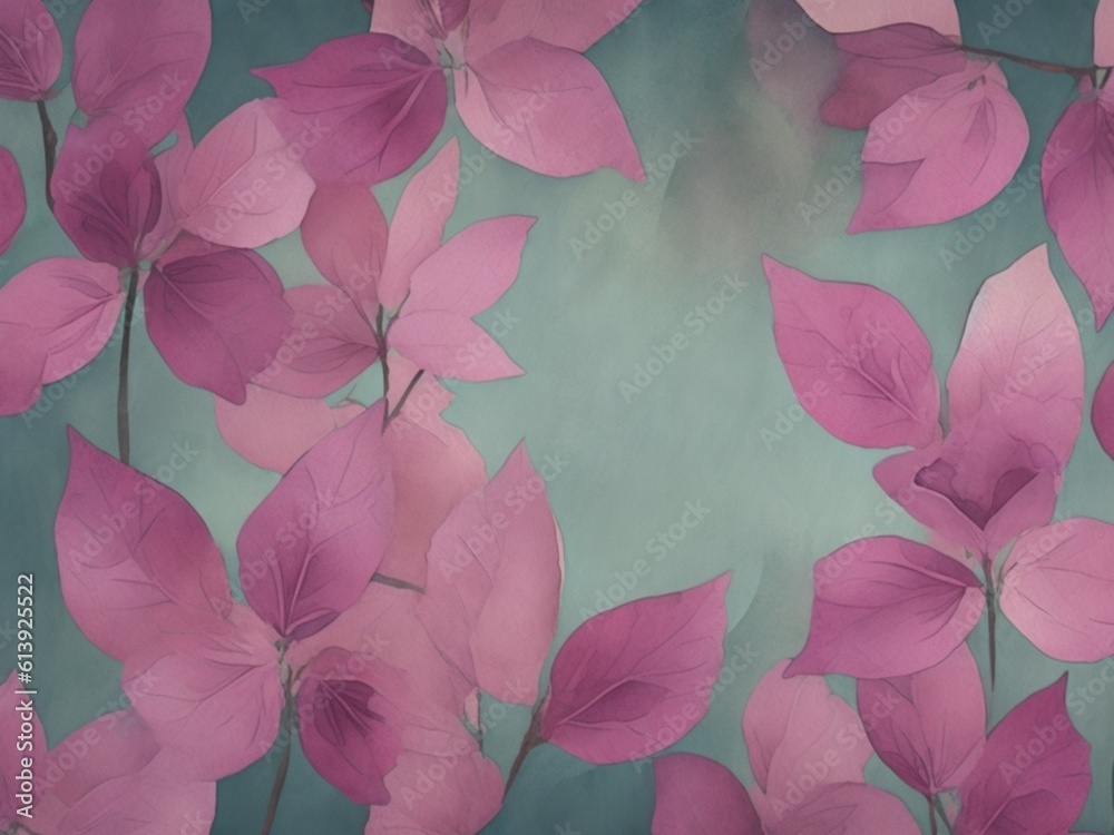 Purple Leaves Drawing in water Color By generative AI