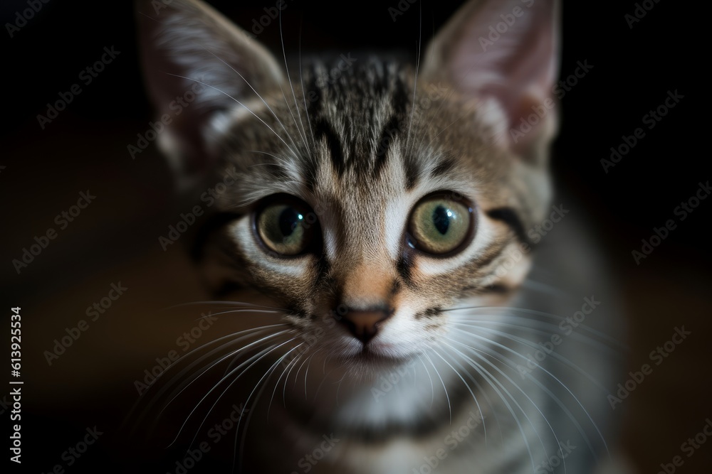 A baby cat gazing up at the camera with innocent eyes A baby cat gazing up at the camera with innocent eyes