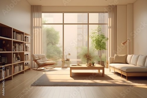 japan style interior living room, generative ai