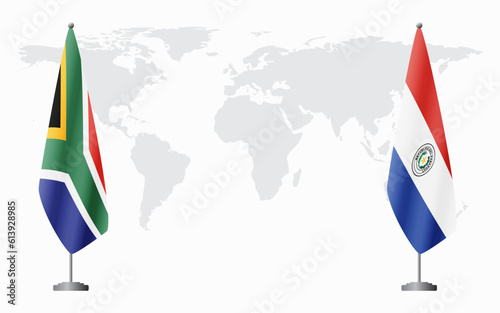 South Africa and Paraguay flags for official meeting