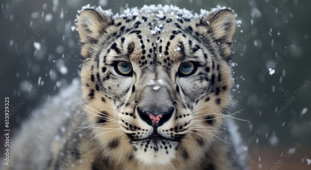 Snow Leopard created with Generative AI Technology, ai, generative Snow Leopard created with Generative AI Technology, ai, generative