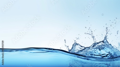 Closeup of blue water surface. AI generative image.