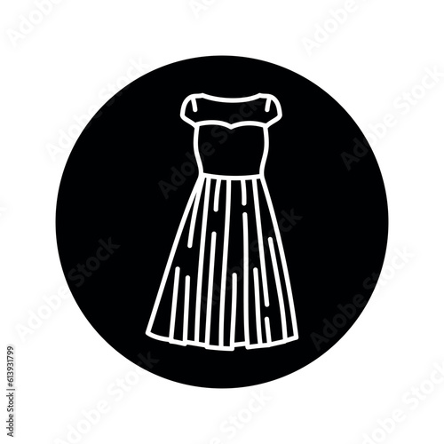 Tutu dress black line icon.