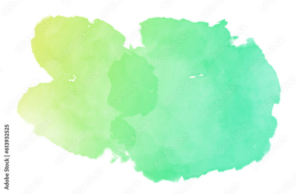 abstract gradient yellow, green and blue watercolor on white background. watercolor splash drawn by hand. aquamarine watercolor strip in multi layered.