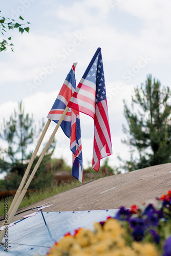 american and british flag in the park happy independence day of america country partners celebrating public holidays