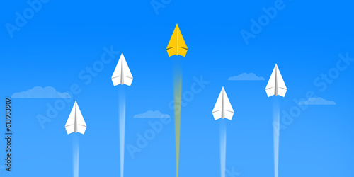 Paper plane concept for leadership