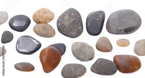 Collection of rock stones isolated on transparent background