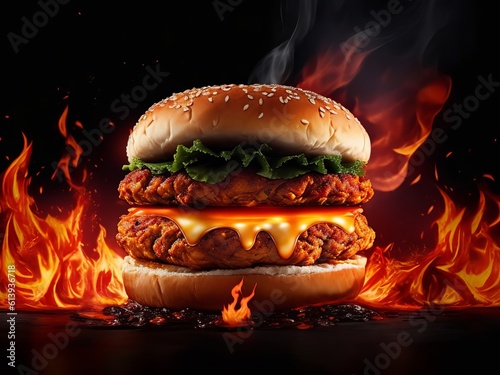 The best hot spicy burger photography images will satisfy your cravings, Generative AI