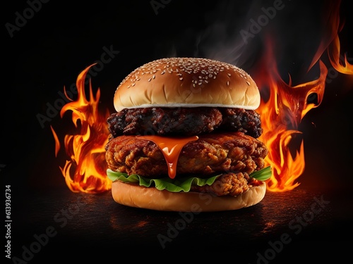 The best hot spicy burger photography images will satisfy your cravings, Generative AI