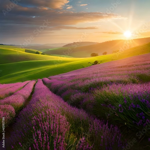 lavender field at sunset