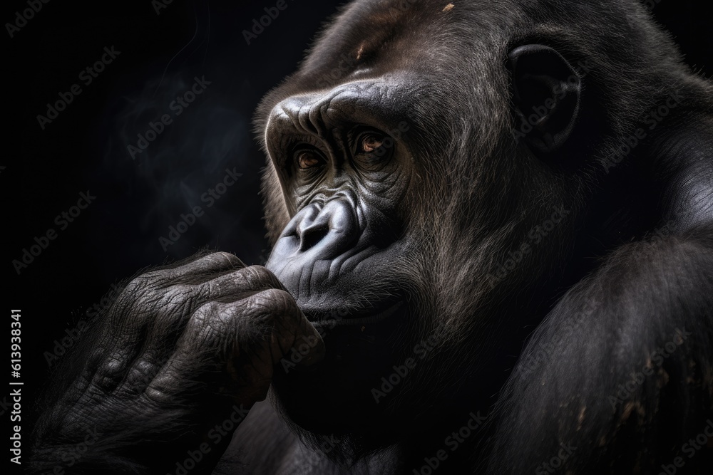 Obraz premium a very detailed look at a large gorilla Generative AI