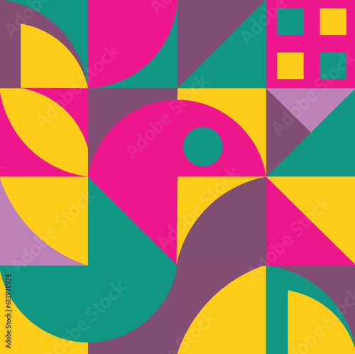 Retro geometric covers design with bird.