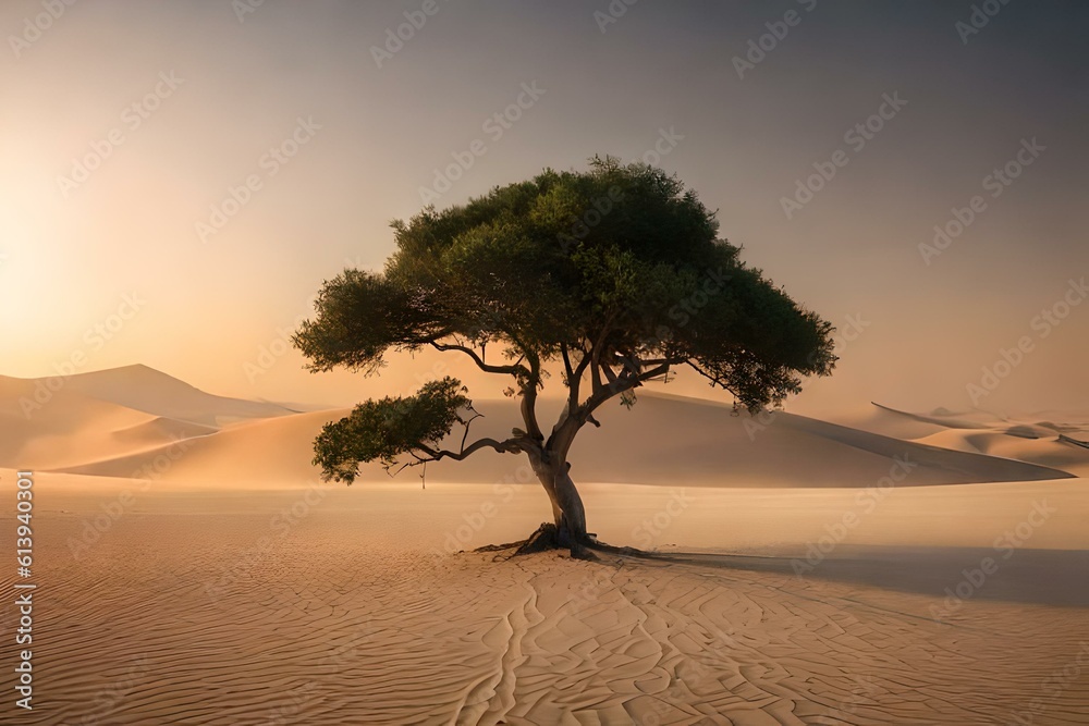 tree in the desert  generated Ai