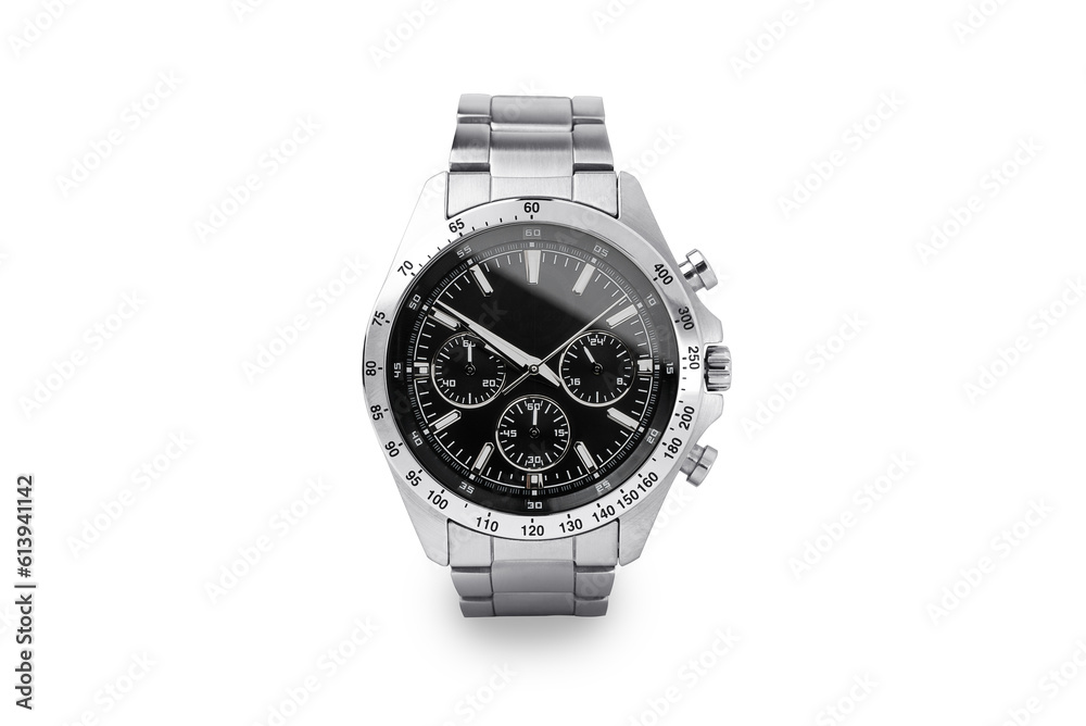 Luxury watch isolated on white background. With clipping path for artwork or design. Black. Luxury watch isolated on white background. With clipping path for artwork or design. Black.