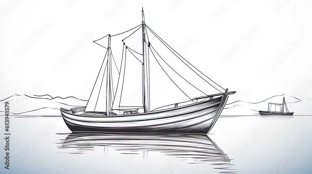 A boat illustration on water.