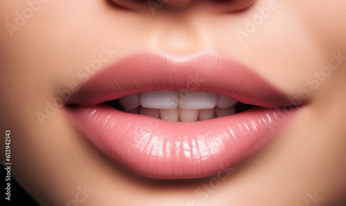 fashionable lips and mouth of a young female model. AI GENERATIVE