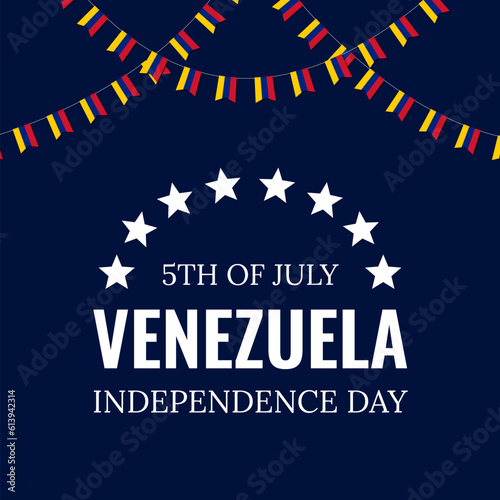 Venezuela Independence Day banner. National holiday celebrated on July 5. Vector template for poster, greeting card, flyer, etc