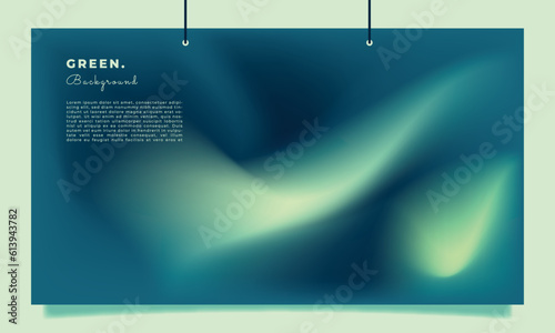 Green fluid gradient mesh background template copy space. Dynamic colour gradation backdrop design fo poster, landing page, banner, leaflet, pamphlet, cover, or magazine.